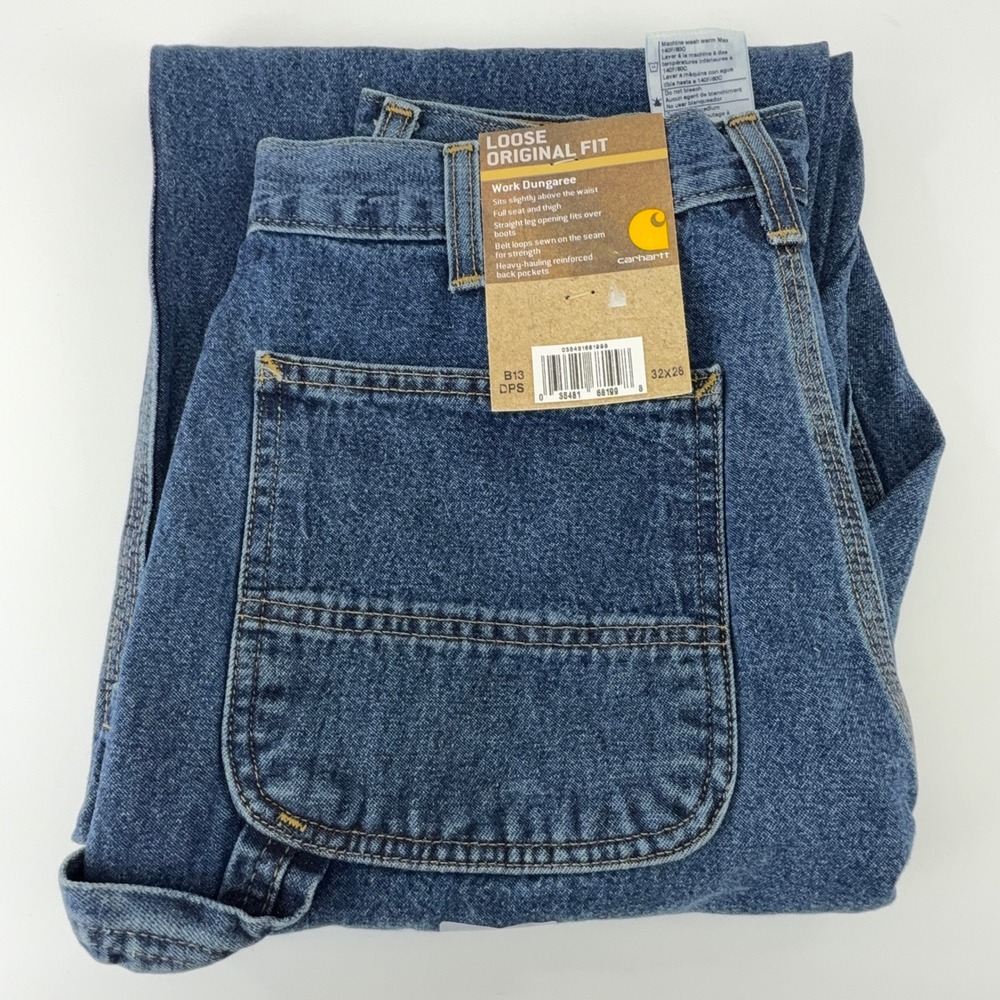Carhartt Loose Original Fit Work Dungaree Blue Jeans Mens 32x28 B13 DPS NWT NOS